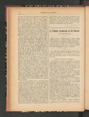 La Situation Économique du Seu-tchouan. A la Fin de 1901.