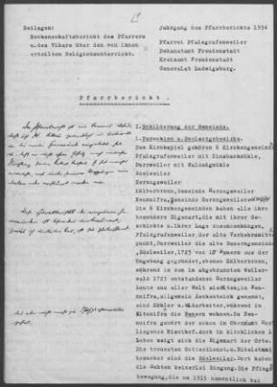 Pfalzgrafenweiler mit Durrweiler, Edelweiler, Herzogsweiler, Kälberbronn und Neu-Nuifra: Pfarrbericht 1934