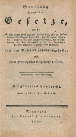 Bd. 1, Abth. 3: Tit. 14. bis 19 : nebst einem chronologischen Verzeichnisse derselben