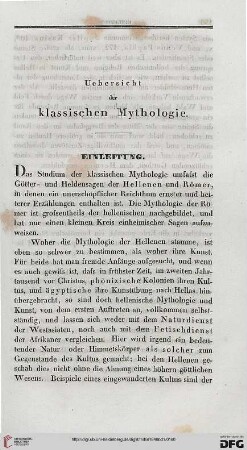 Uebersicht der klassischen Mythologie