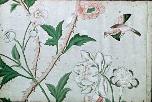 Rosentapete mit Vögeln