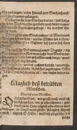 Klaglied deß betrübten Menschen.