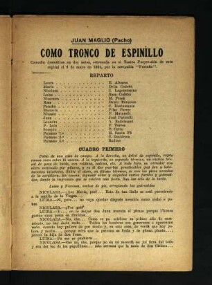 Como tronco de espinillo : comedia dramática en dos actos