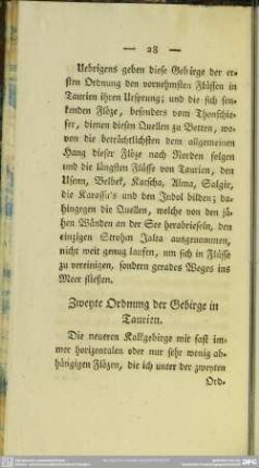 Zweyte Ordnung der Gebirge in Taurien