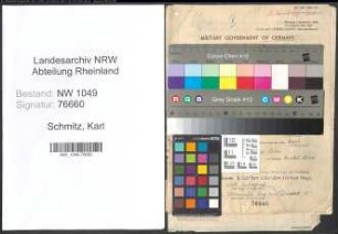 Entnazifizierung Karl Schmitz , geb. 29.09.1900 ()