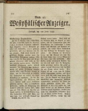 Num. 45. Freitags, den 7ten Juny. 1799