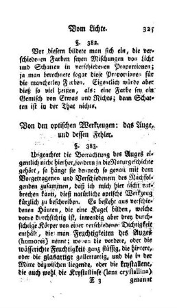 Von den optischen Werkzeugen: das Auge und dessen Fehler