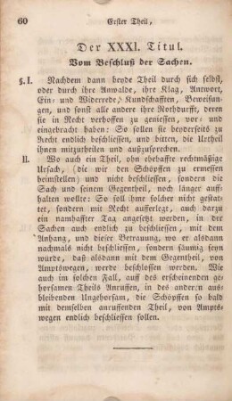 Der XXXI. Titul. Vom Beschluß der Sachen.