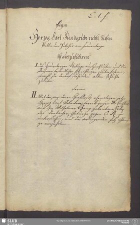 [Bericht über die Herzog Carl Fundgrube am Frauenberg]