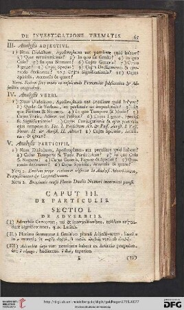 Caput III: De Particulis