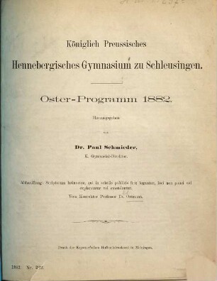 Oster-Programm. 1881/82