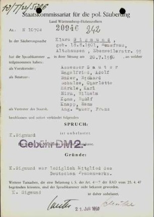Sigmund, Klara