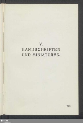 V. Handschriften Und Miniaturen