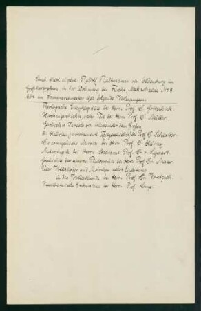 Belegungen Sommersemester 1903