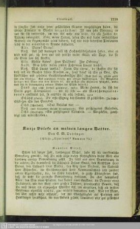 Kurze Briefe an meinen langen Vetter