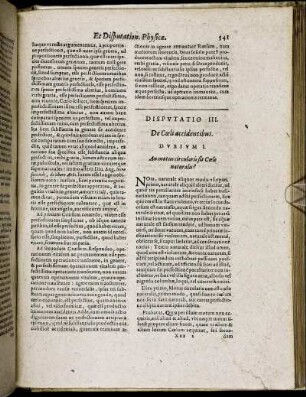 Disputatio III. De Coeli accidentibus