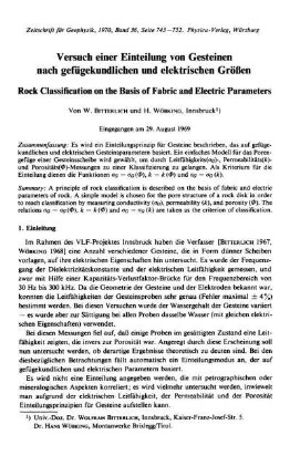 Versuch einer Einteilung von Gesteinen nach gefügekundlichen und elektrischen Größen
