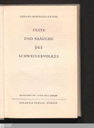 Feste und Bräuche des Schweizervolkes