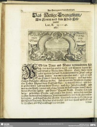 Das Heilige Evangelium, Am Sontag nach dem Christ-Fest, lautet Luc. II. 33-41.