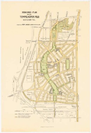 Wettbewerb Groß-Berlin 1910 Bebauungsplan für das Tempelhofer Feld: Lageplan 1:5000
