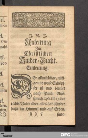 Einleitung Zur Christlichen Kinder-Zucht