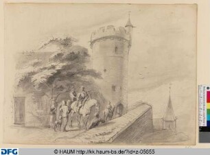 Reiter vor Burganlage