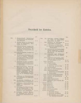 Verzeichniß der Tabellen.