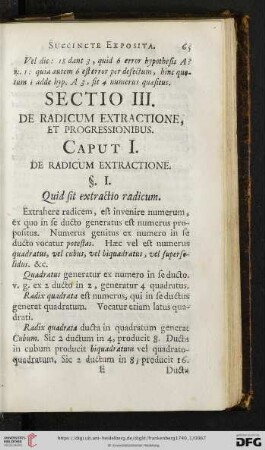 Sectio III. de Radicum Extractione, et Progressionibus