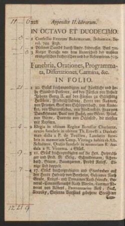 Funebria, Orationes, Programmata, Dissertationes, Carmina, &c.