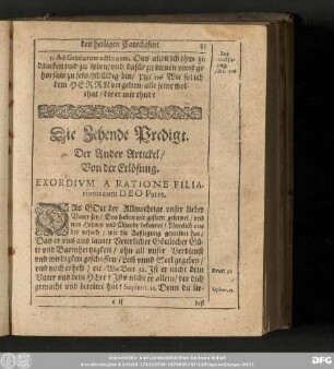 Die Zehende Predigt. Der Ander Articul/ Von der Erlösung.