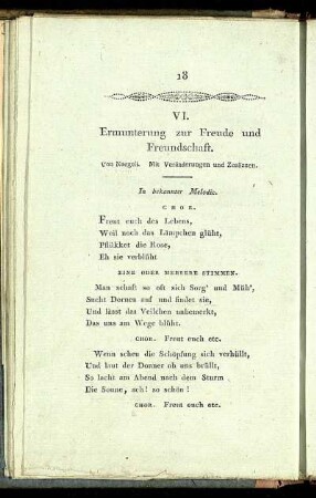 VI. Ermunterung zur Freude und Freundschaft. - X. Lehren der Weisheit.