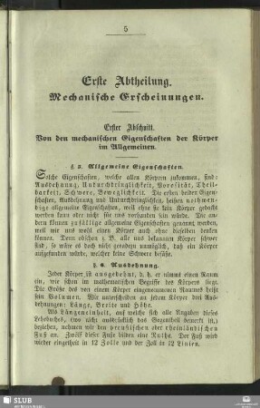 Erste Abtheilung. Mechanische Erscheinungen