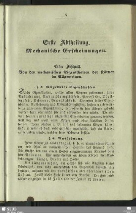 Erste Abtheilung. Mechanische Erscheinungen