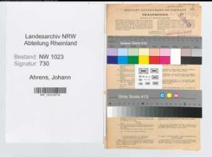 Entnazifizierung Johann Ahrens , geb. 02.06.1897 (Beamter)