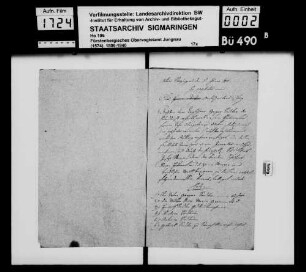 Gutsübergabe des Gregor Sauter in Storzingen an seinen Sohn Heinrich Sauter