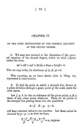 Chapter IV. On the Conic Represented by the General Equation of the Second Degree.