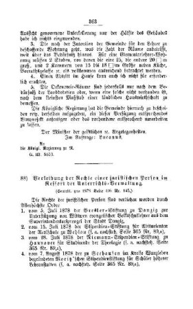 Verleihung der Rechte einer juristischen Person im Ressort der Unterrichts-Verwaltung : [V. Volksschulwesen]