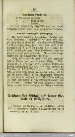Prüfung des Essigs auf seinen Gehalt an Essigsäure