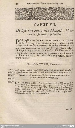 Caput VII. De Specillis mixtis sive Meniscis, et eorum in refringendo proprietatibus.