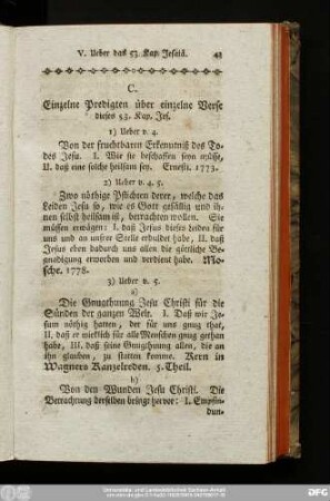 C. Einzelne Predigten über einzelne Verse dieses 53. Kap. Jes.