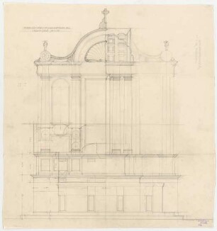 Thiersch, Friedrich von; Aschaffenburg; Kapuzinerkirche, Erweiterung - Hochaltar (Ansicht, Schnitte)