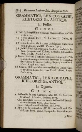 Grammatici, Lexicographi, Rhetores &c. Antiqui.