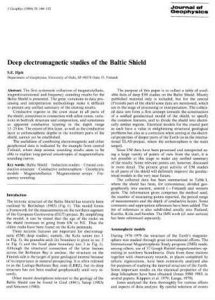 Deep electronmagnetic studies of the Baltic Shield
