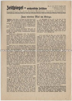 Wochenzeitung "Zeitspiegel" mit Titel zum Weihnachtsfest während des Krieges