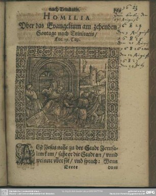 Homilia Uber das Evangelium am zehenden Sontage nach Trinitatis, Luc. 19. Cap.