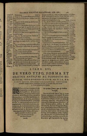 Liber XVI. / De Vero Typo, Forma Et Ordine Antiquae Ac Florentis Ecclesiae ...