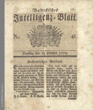 No. 41. Dienstag den 13 October 1778