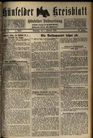 Erste Ausgabe vom Samstag, den 01. Februar 1930.