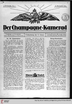 2. Kriegsjahrgang: Der Champagne-Kamerad: Feldzeitung der 3. Armee