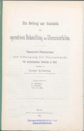 Ein Beitrag zur Statistik der operativen Behandlung des Uterusvorfalles